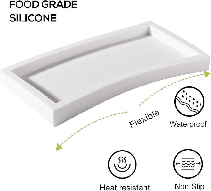 Bathroom Tray, Small Vanity Tray Silicone Soap Dish Sponge Holder Kitchen Sink - Image 3