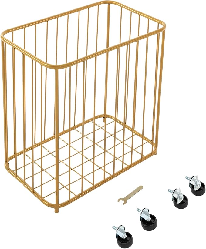 Laundry Basket with Wheels, Metal Railing Storage Cart with Handles, Rolling - Image 9