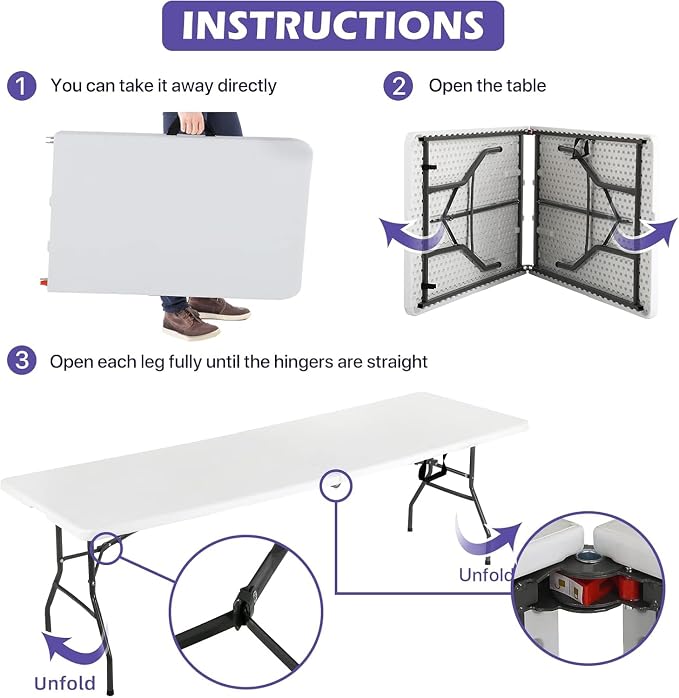 HKLGorg Folding Table, Heavy Duty Plastic Folding Utility Table Indoor Outdoor - Image 4