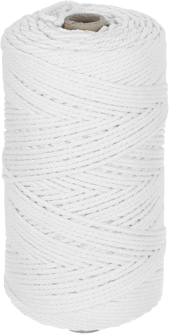 HARFINGTON Natural Macrame Cord 2mm x 220 Yards 3 Strand Twisted Cotton Macrame by HARFINGTON