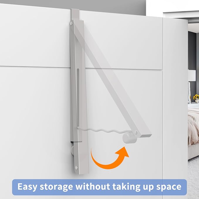 Clothes Drying Rack for Laundry Room Organization, Foldable Over The Door - Image 4