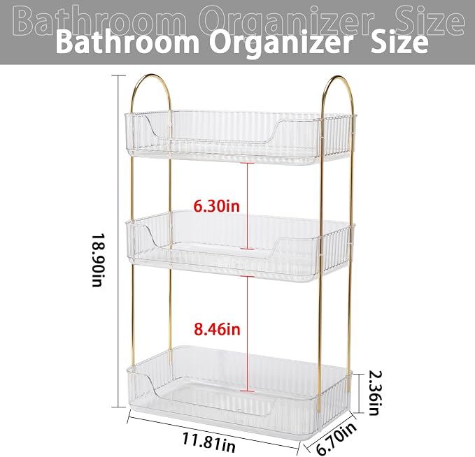 Bathroom Counter Organizer Countertop Storage, Cosmetics Skincare Shelf - Image 3