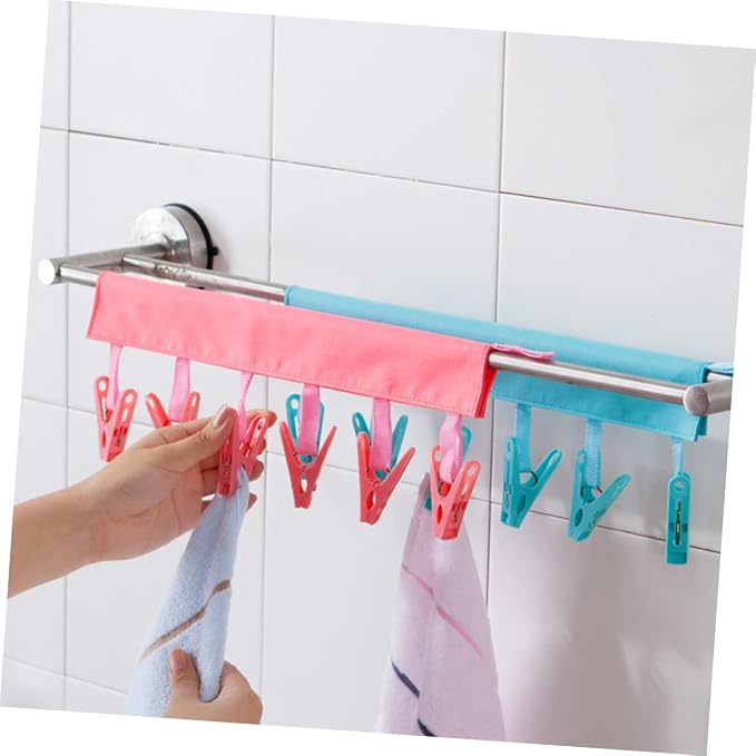 Amosfun 3pcs Portable Travel Clothesline Folding Laundry Hanger Rack Clips - Image 5