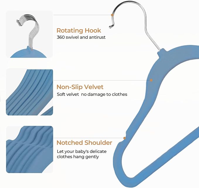 GoodtoU Kids Hangers Velvet 50 Pack 14" - Image 3
