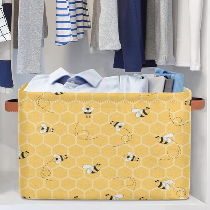 Honeycomb Bee Storage Basket Collapsible Storage Bin Large Fabric Storage Boxes - Image 5