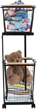 2-tier Laundry Basket, Wire Laundry Cart by Lemoeyes