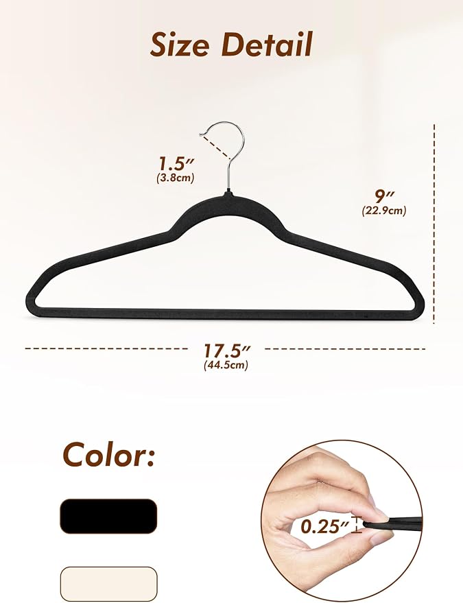 HOUSE DAY Black Velvet Hangers 50 Pack - Image 5