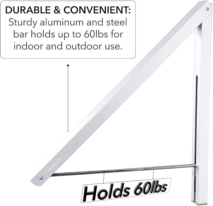 Single Foldable Clothing Rack, Wall-Mounted Retractable Clothes Hanger - Image 3