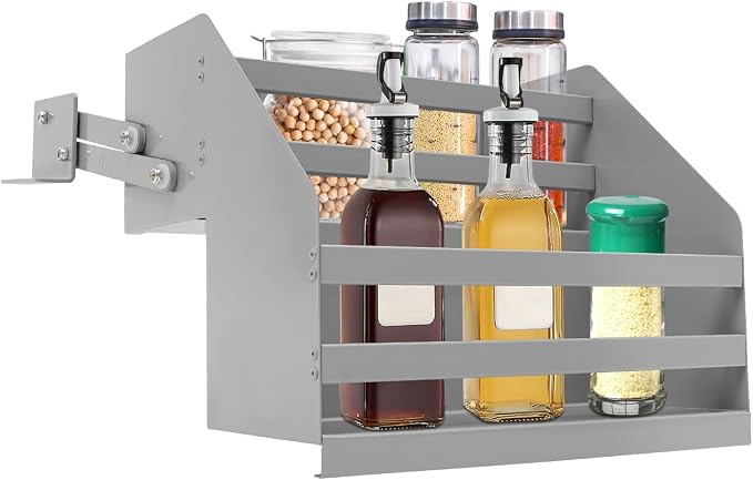2-Tier Cabinet Pull Down Organizer, Buffer Lifting Design Large Capacity by Tiardocge