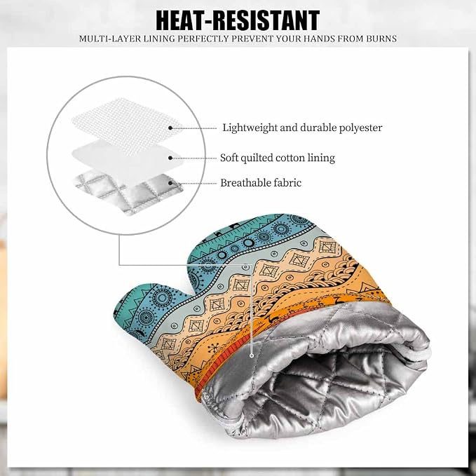 Mxocom African Tribal Background Heat-Resistant Oven Mitts and Pot Holder - Image 5