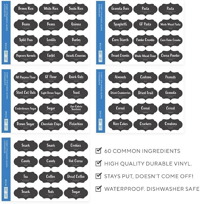 Pantry Labels – 60 Preprinted Easy to Apply Pantry Labels - Image 2