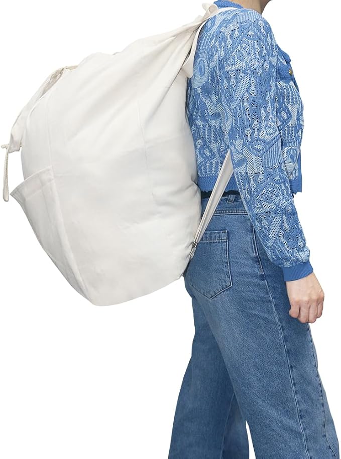 100% Breathable Cotton Canvas Laundry Backpack Bags - Image 5