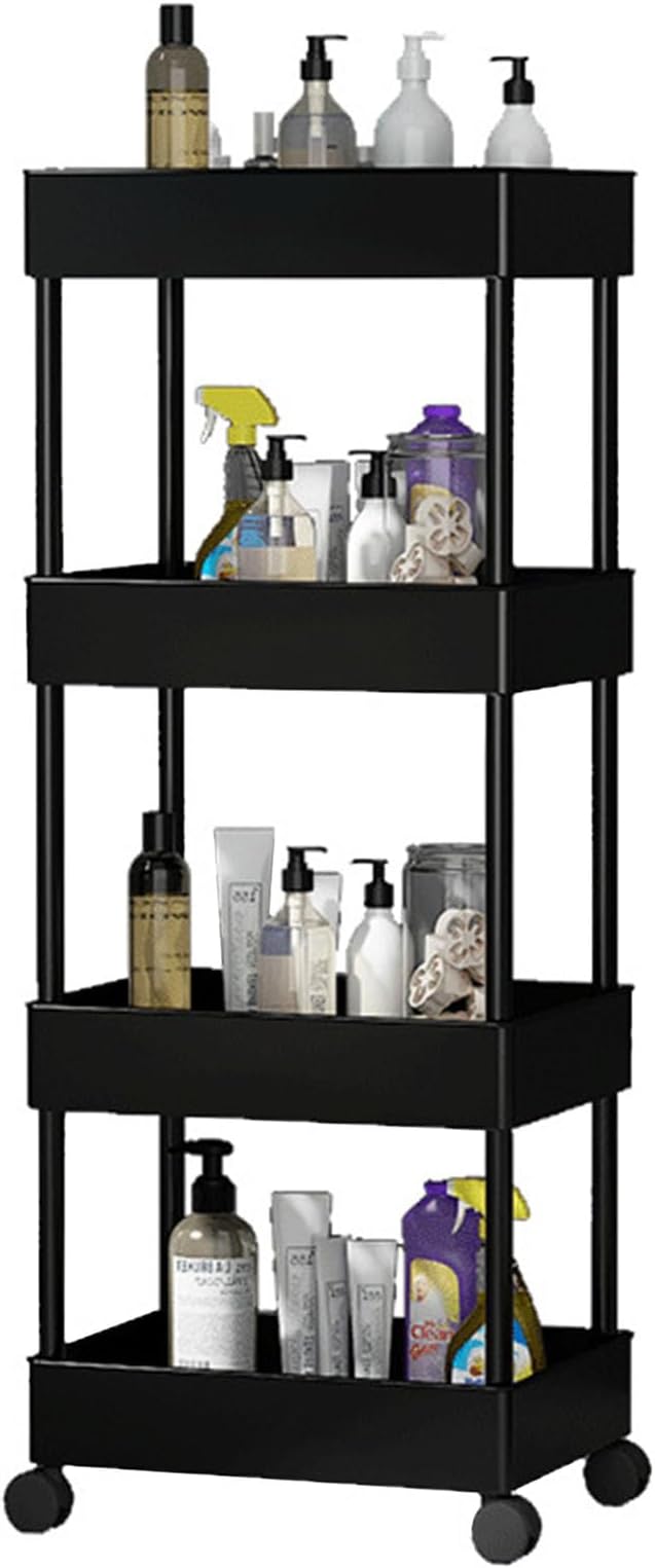 Slim Storage Cart, Bathroom Organizer Kitchen Organization Mobile Shelving Unit by Unknown