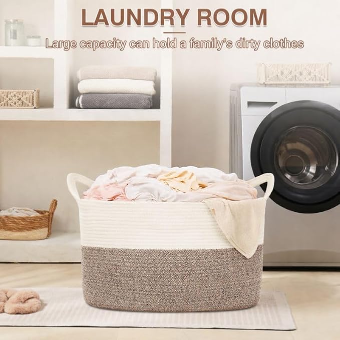 YOUDENOVA Nursery Storage Basket，21.6''×14.9''×11.8'' Rectangle Cotton Rope - Image 5