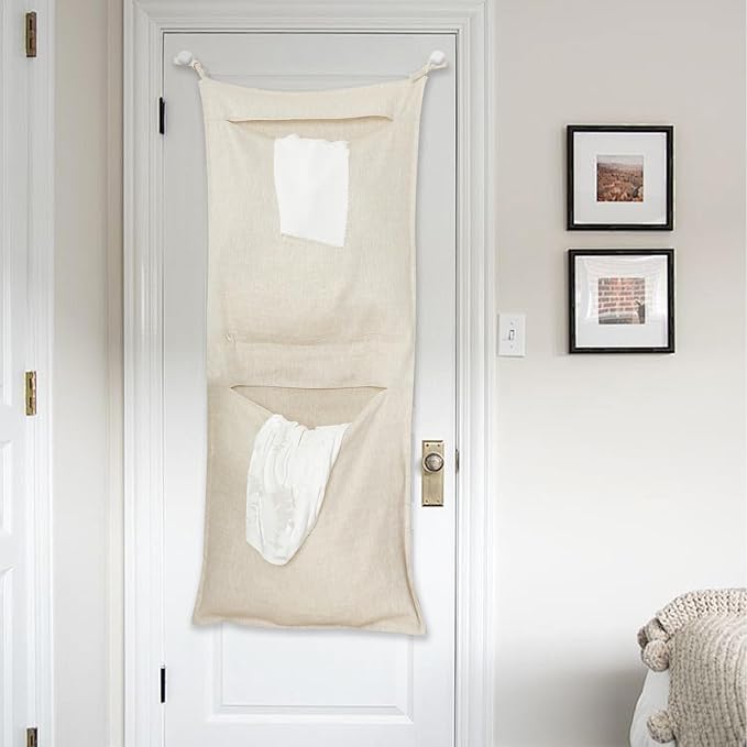 100% Linen Hanging Laundry Bag by HSOFTIFY