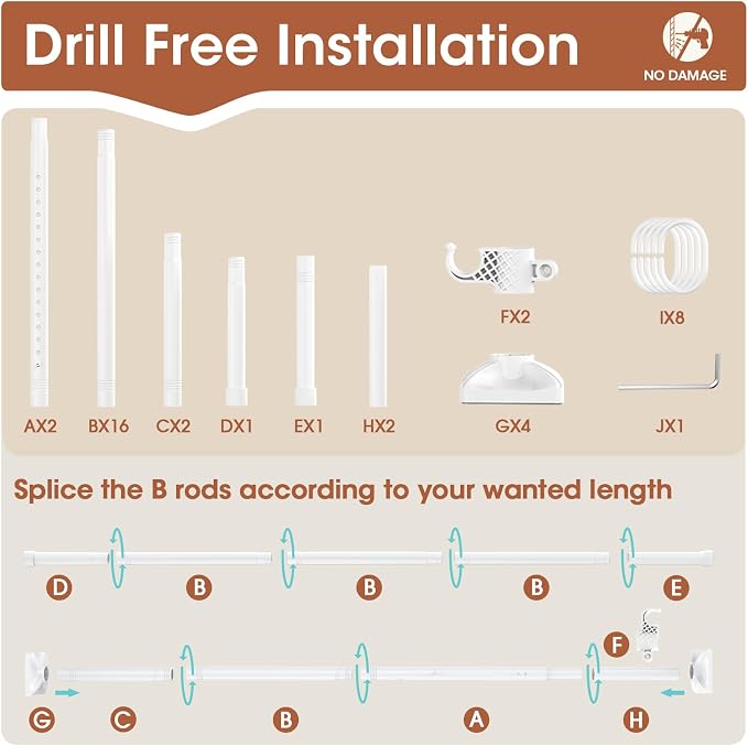 Room Divider Curtain Rod, No Drilling Room Separator - Image 6
