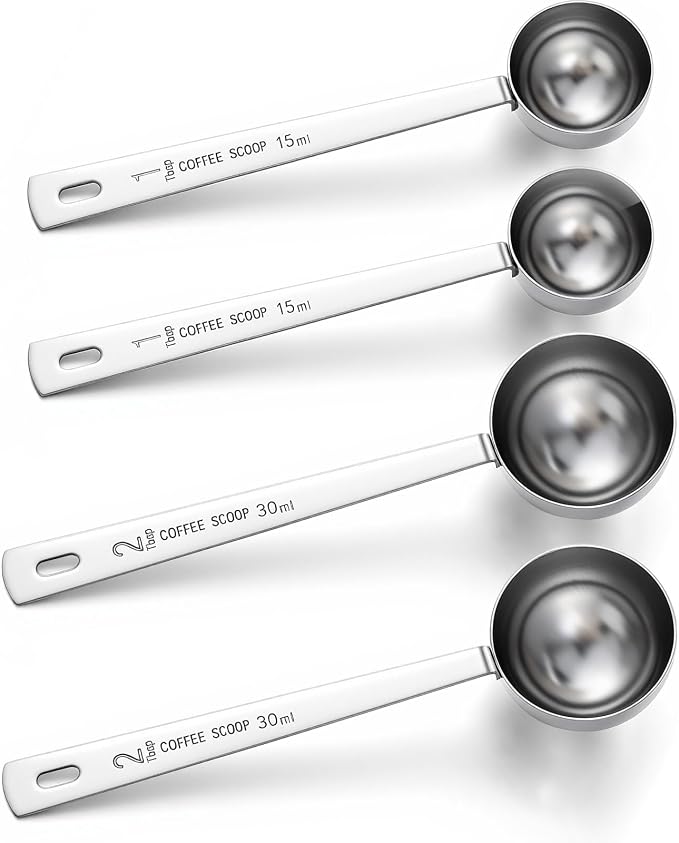 4 Pcs Tablespoon Measuring Spoon 1 & 2 Tablespoon Scoops 15 & 30 ML Stainless by DIVINA+VITAE