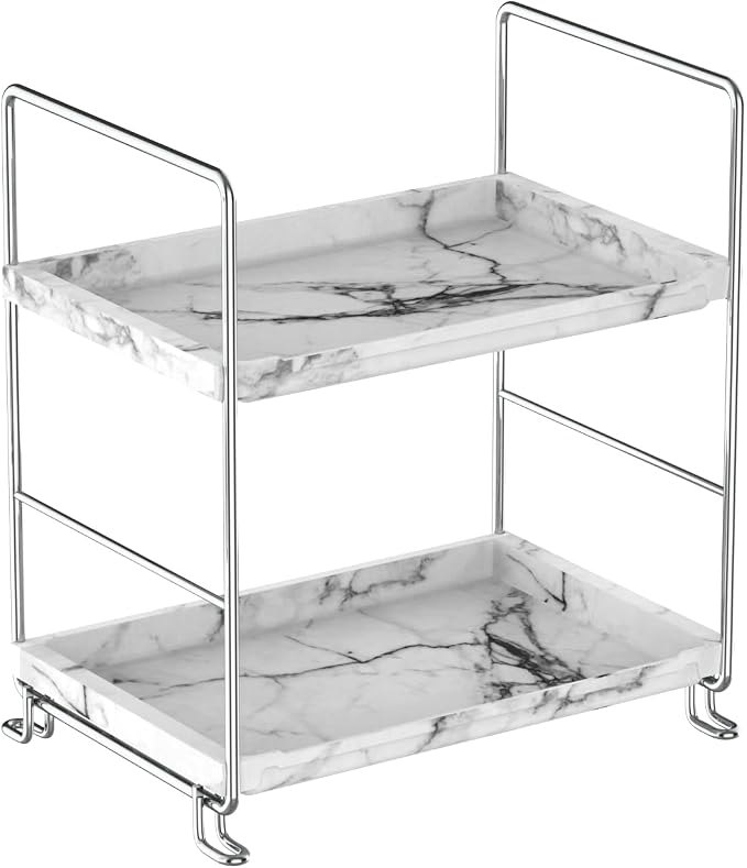 2-Tier Bathroom Organizer Countertop Perfume Makeup Shelf Cosmetics Storage by JANUSLiANG