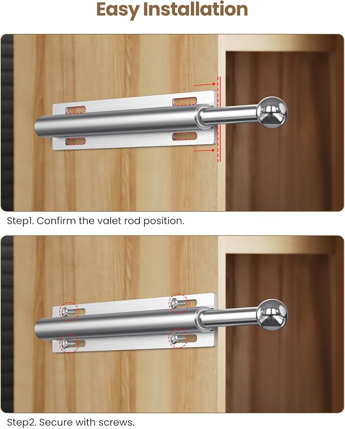 16.5" Valet Rod for Closet Pull Out, Retractable Slide Out Valet Rod Closet - Image 8