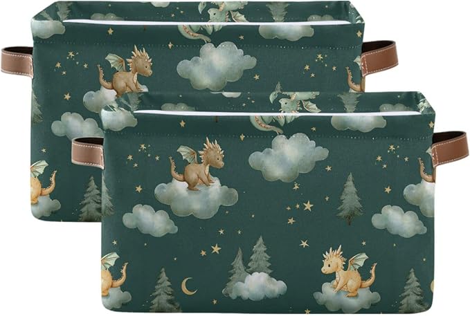 Pfrewn Storage Basket Bins Foldable Laundry Hamper Toy Dragon Baby Animals - Image 2
