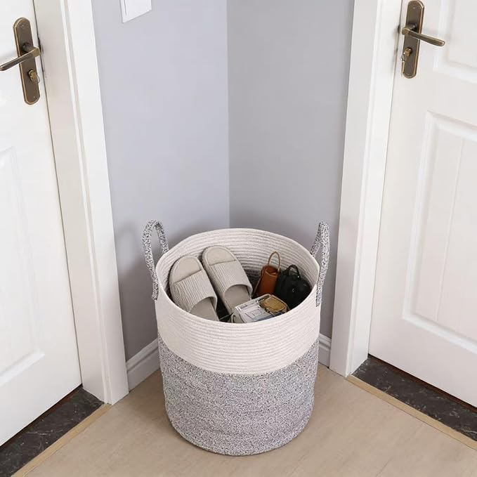 Laundry Basket, Woven Cotton Rope Laundry Hamper, 60L - Image 8
