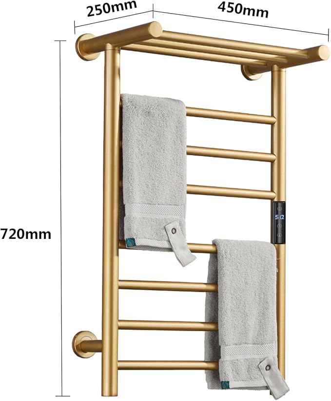 Gold Heated Towel Warmer Rack, Electric Heated Towel Drying Rack - Image 7