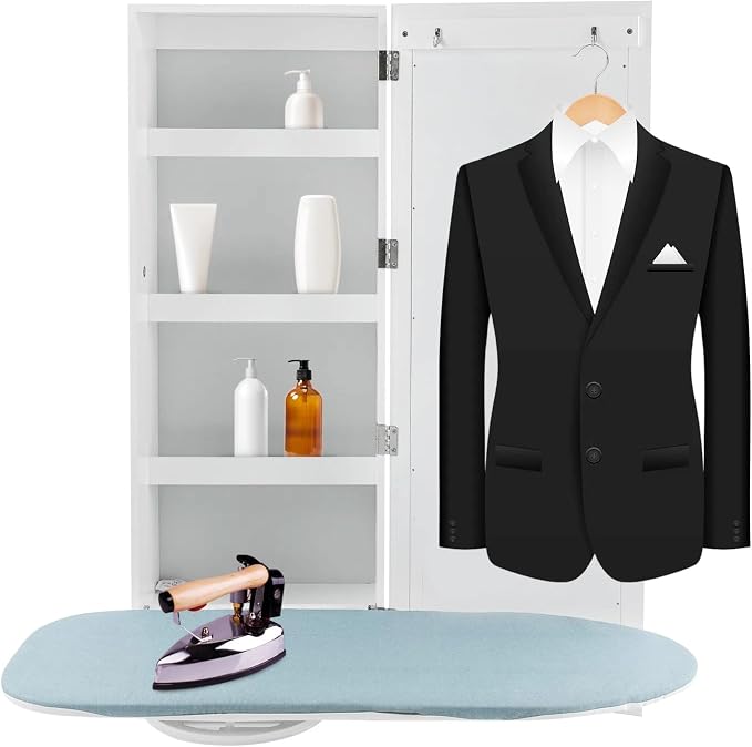 Wall-Mounted Ironing Board Cabinet, Built in Swivel Ironing Board Folding by Unknown