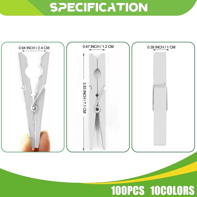 100 Pack Clothes Pins Wooden, Clothing Pins Clips - Image 7