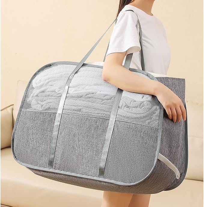 150L Collapsible Laundry Basket, 3-Compartment Foldable Hamper - Image 5