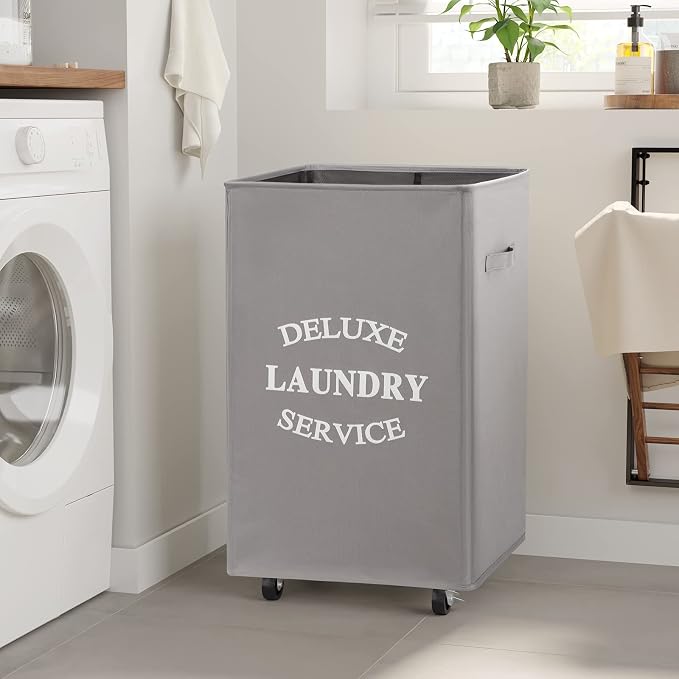WOWLIVE Large Rolling Laundry Basket Wheels 90L Collapsible Tall Laundry Hamper - Image 3