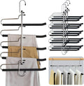 4 Pack Magic Pants Hangers Space Saving Heavy Duty Slacks Jeans Trouser Hanger by Funamily