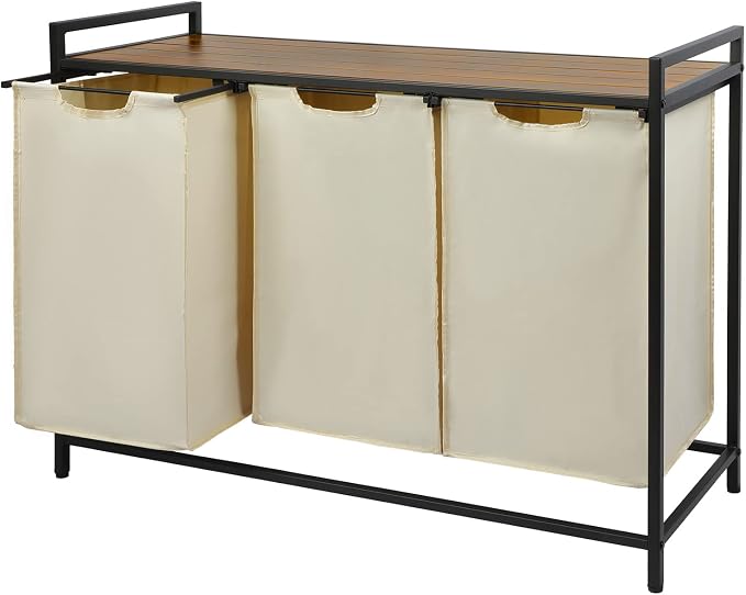 Pull Out Laundry Hamper 3 Compartment Laundry Sorter by GraciadecoStorage