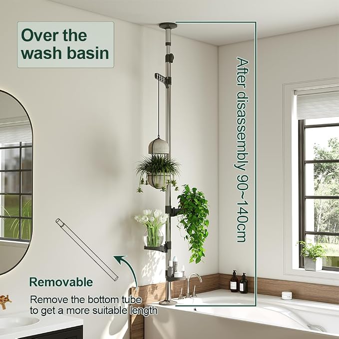 Hershii 5-Layer Indoor Plant Stand Pole Spring Tension Rod Corner Flower - Image 3