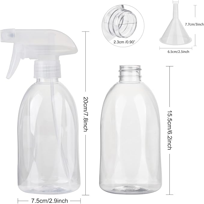 Bynccea Empty Clear Plastic Spray Bottles 13.5oz/400ml Adjustable Nozzle - Image 2