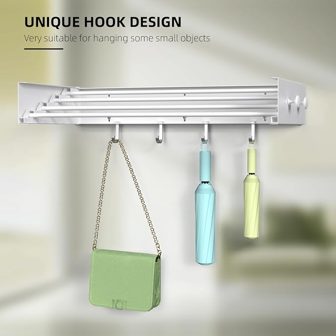Drying Rack Clothing, Clothes Drying Rack Wall Mounted, Laundry Drying Rack - Image 4
