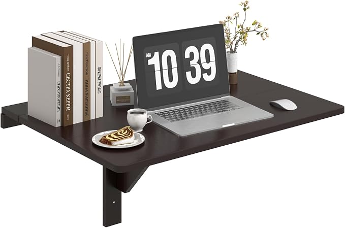 Wall Mounted Folding Desk, Fold Down Drop Leaf Table, Wood Laundry Floating Desk by IFANNY