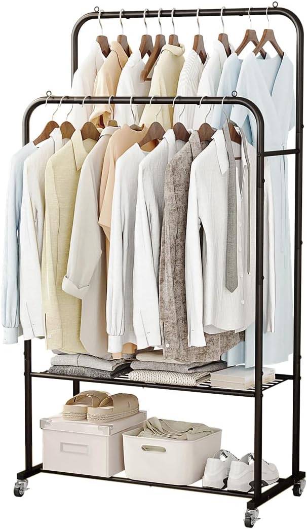 SUOERNUO Clothes Rack with Wheels Garment Rack by SUOERNUO