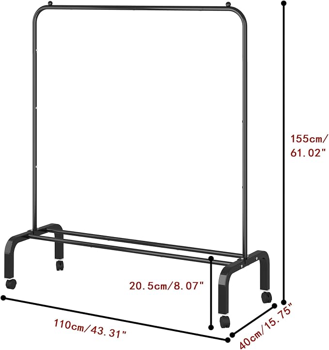 Rolling Clothes Rack Metal Clothing Rack - Image 2