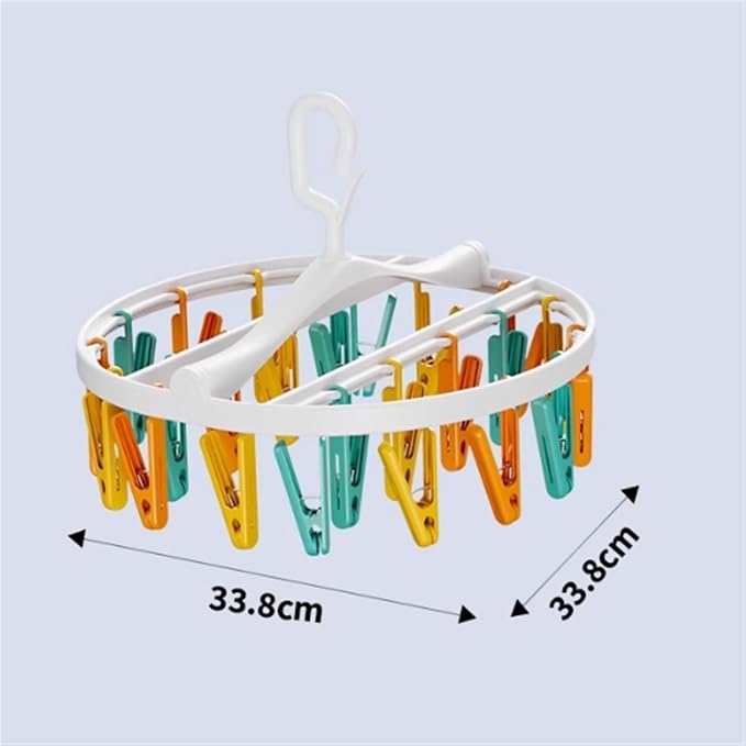 Plastic Sock Drying Rack with 24 Clips, Round Drip Drying Hanger, Swivel Wind - Image 2