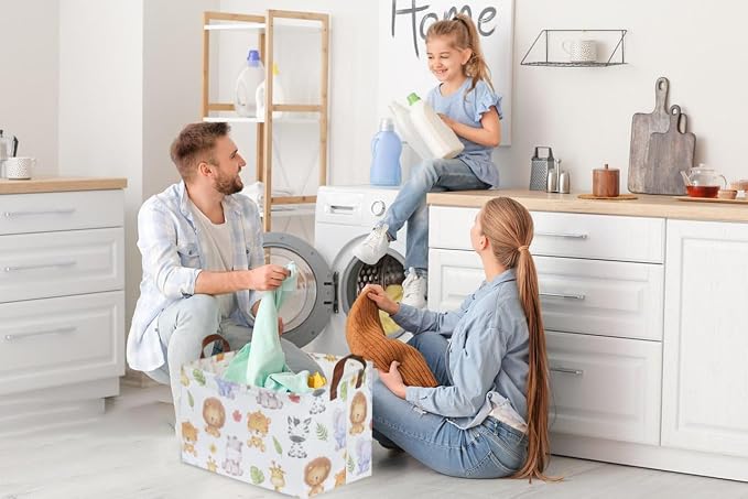 Rectangular Kids Storage Bins, Baby Baskets Organizer.Waterproof PE Coating - Image 2