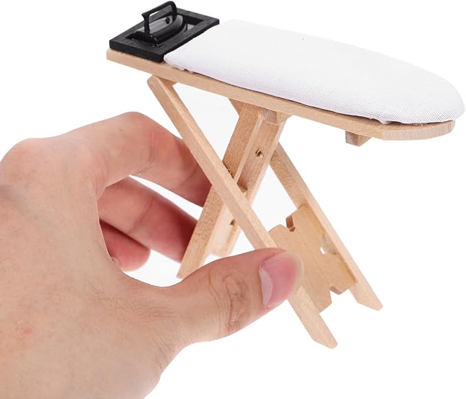 NUOBESTY 1 Set Dollhouse Miniature Iron Ironing Table Playset Mini Ironing - Image 6