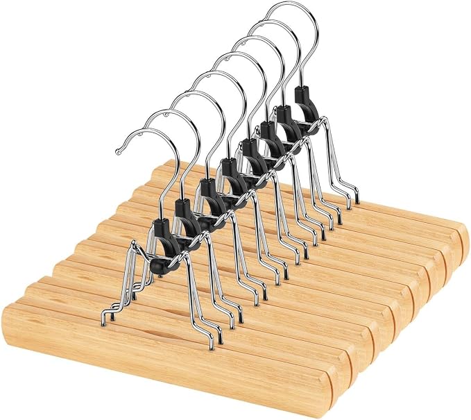 AMKUFO 20 Pack Natural Wooden Pants Hangers by AMKUFO