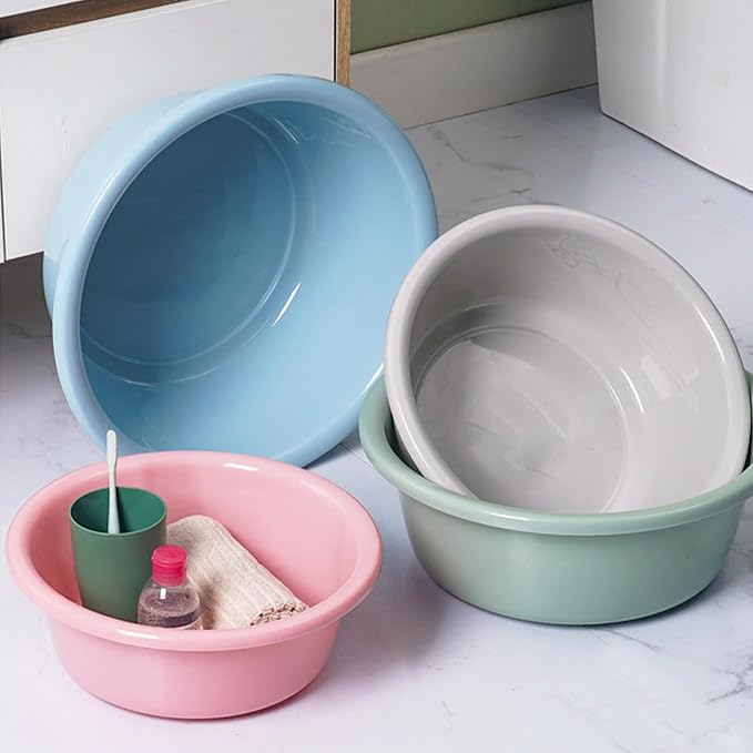 Round Plastic Wash Basin, Portable Dish Tub Multi Purpose Basin Laundry Wash - Image 2