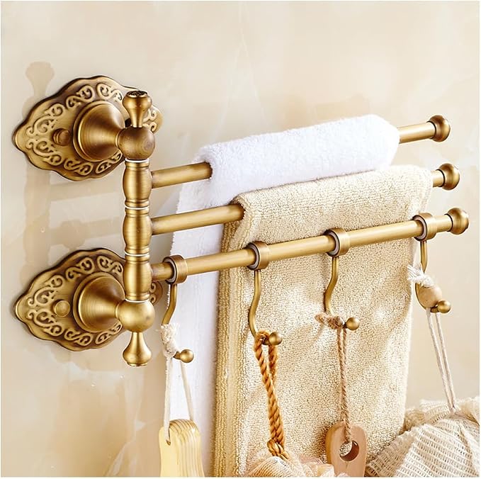 Swing Out Towel Bar Brass Gold Brushed Finished, Towel Rack by Unknown