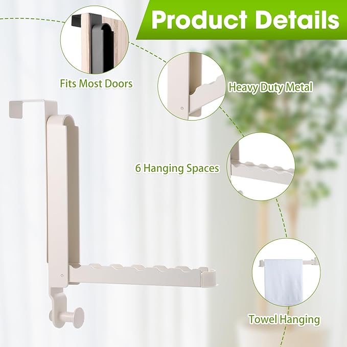 Over The Door Drying Rack, 2 Pack Foldable Over The Door Hooks Hanger - Image 2