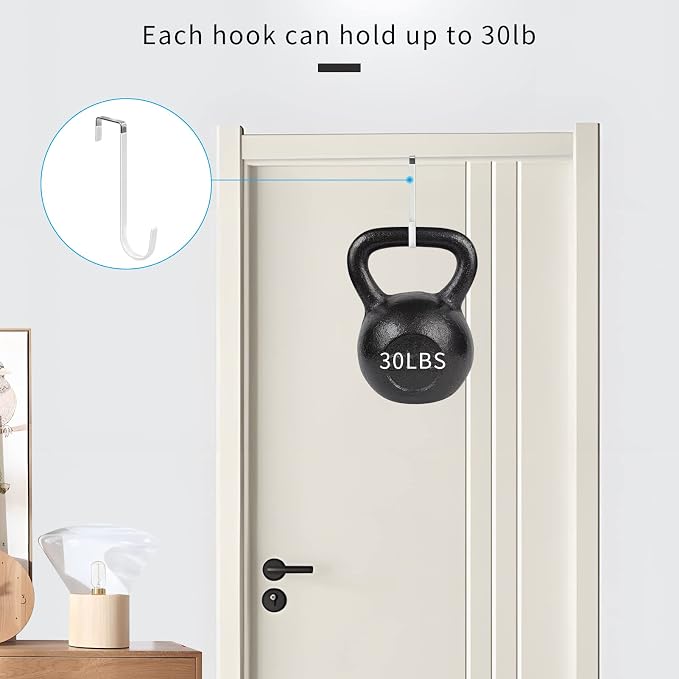 FYY Over the Door Hooks, 4 Pack Upgraded Long Door Hangers Hooks - Image 4