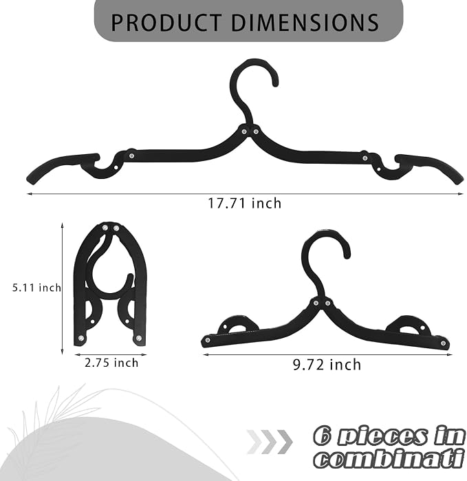 6PCS Portable Folding Clothes Hangers Clothes Drying Rack - Image 2