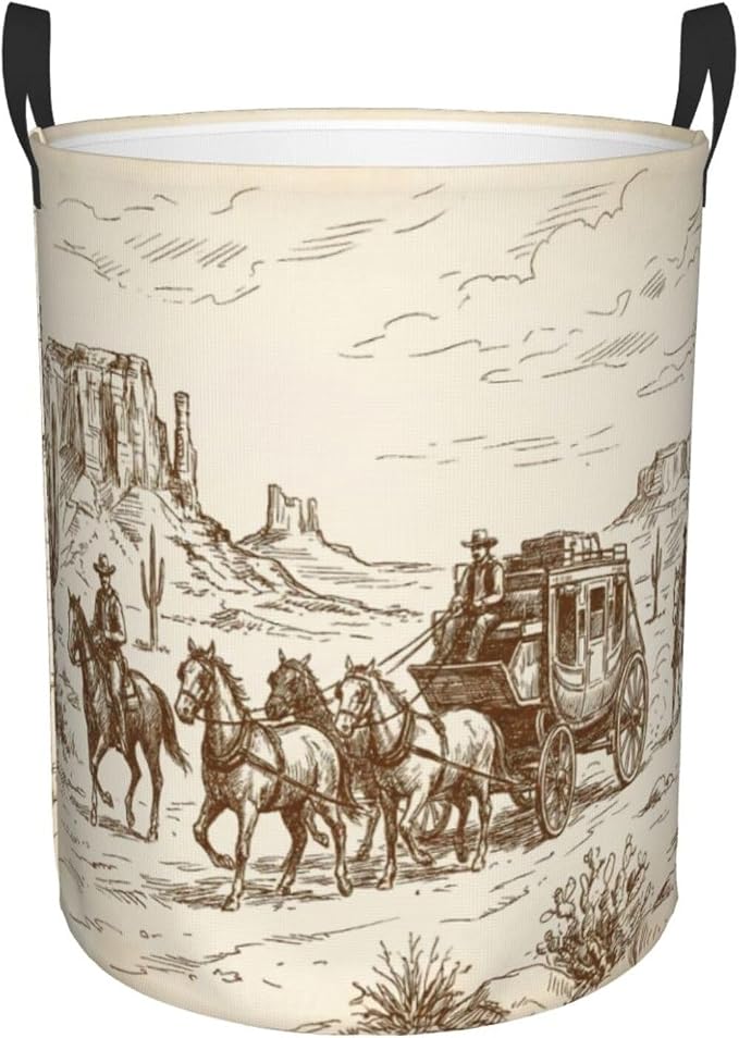 Western Desert Cowboy Laundry Hamper Bag - Image 9