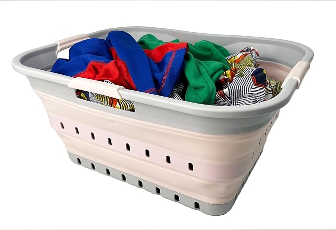 SAMMART 42 Collapsible Plastic Laundry Basket, Foldable Pop Up Storage by SAMMART