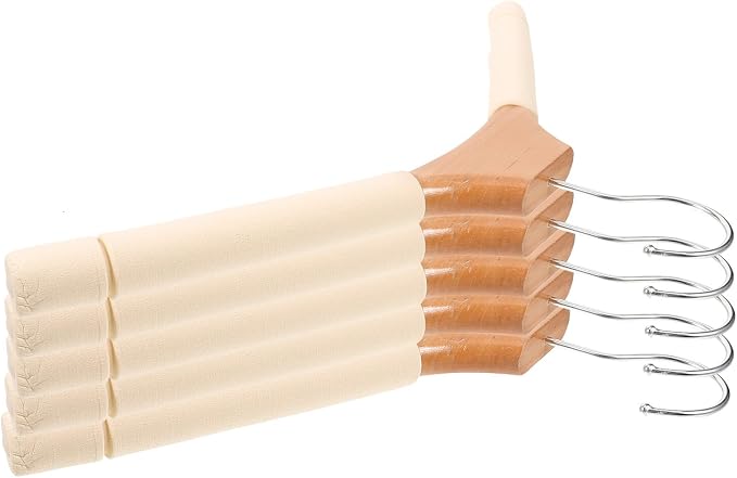 5pcs Nonslip Solid Wood Clothes Hangers by JEWEDECO